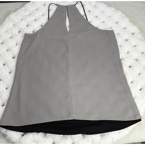 Express Gray and Black Halter soft Blouse Size S keyhole neckline -W/O tags - Picture 3 of 6